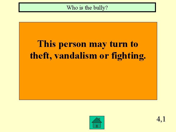Who is the bully? This person may turn to theft, vandalism or fighting. 4,