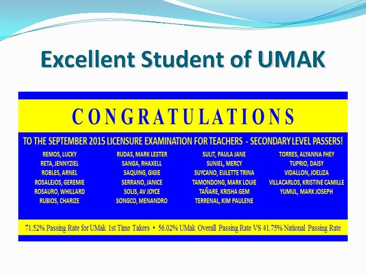 Excellent Student of UMAK 