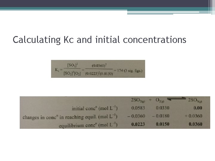 Calculating Kc and initial concentrations 
