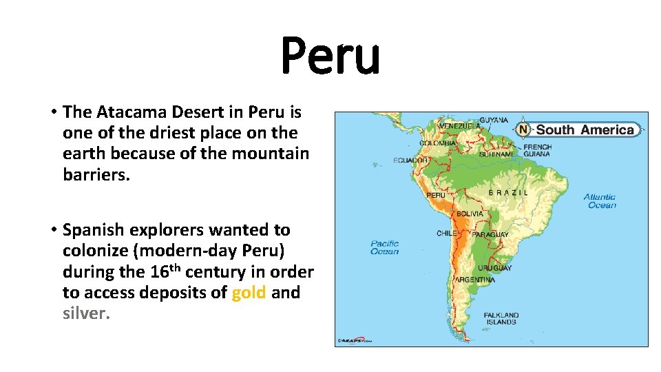 Peru • The Atacama Desert in Peru is one of the driest place on