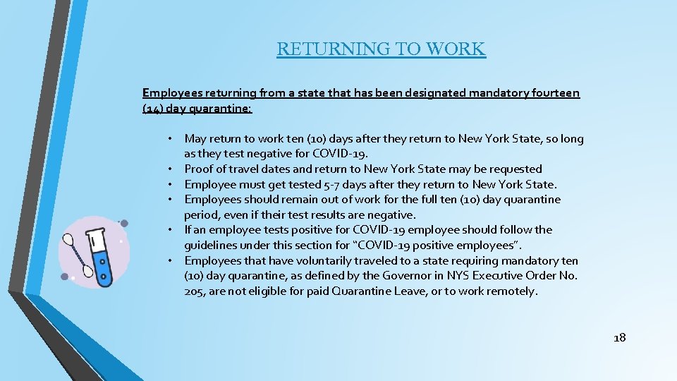 RETURNING TO WORK Employees returning from a state that has been designated mandatory fourteen