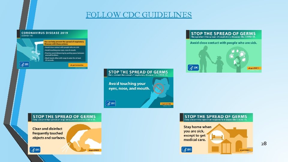 FOLLOW CDC GUIDELINES 28 
