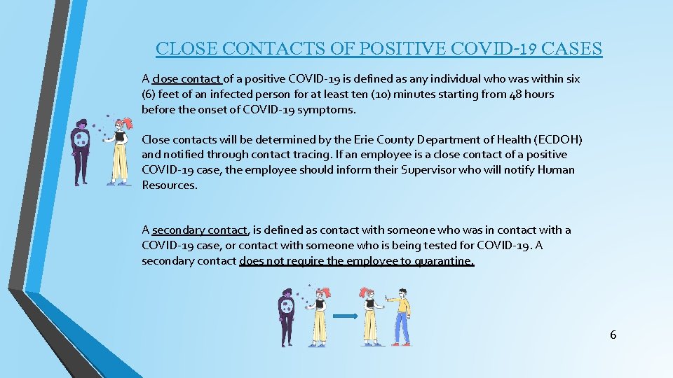 CLOSE CONTACTS OF POSITIVE COVID-19 CASES A close contact of a positive COVID-19 is