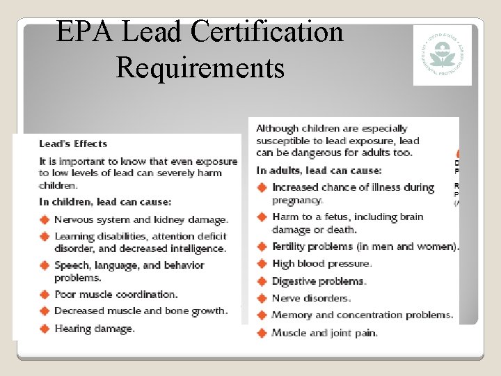 EPA Lead Certification Requirements 