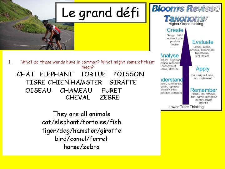 Le grand défi 1. What do these words have in common? What might some