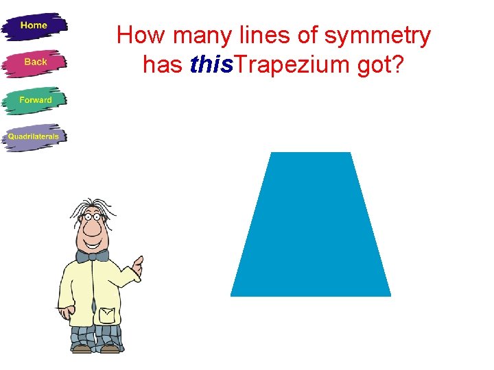 How many lines of symmetry has this. Trapezium got? 