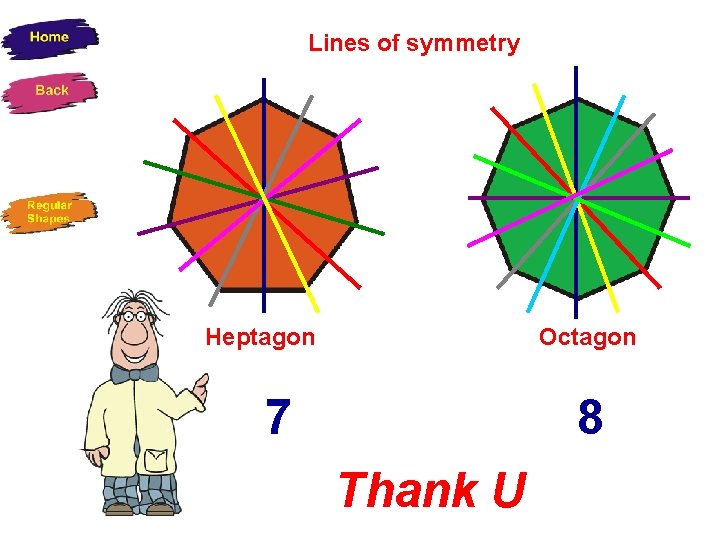 Lines of symmetry Heptagon Octagon 7 8 Thank U 