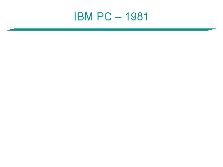 IBM PC – 1981 