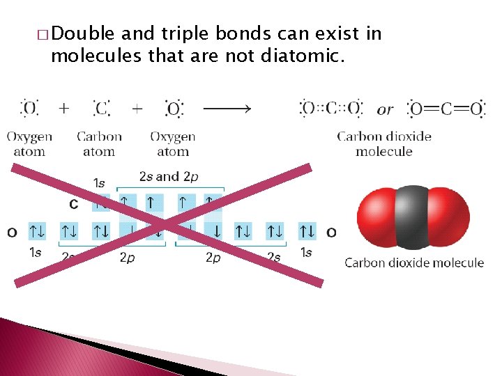 � Double and triple bonds can exist in molecules that are not diatomic. 
