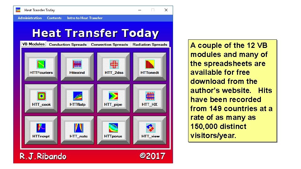 A couple of the 12 VB modules and many of the spreadsheets are available