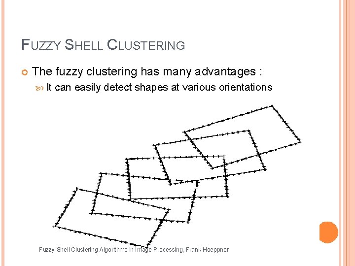 FUZZY SHELL CLUSTERING The fuzzy clustering has many advantages : It can easily detect