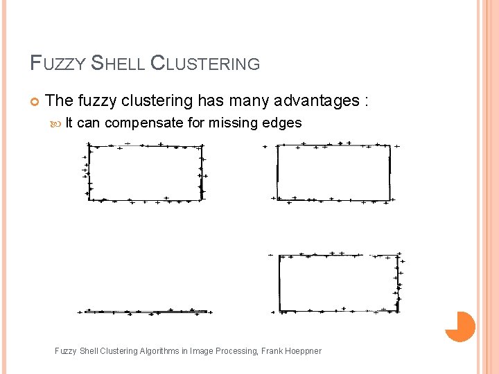 FUZZY SHELL CLUSTERING The fuzzy clustering has many advantages : It can compensate for