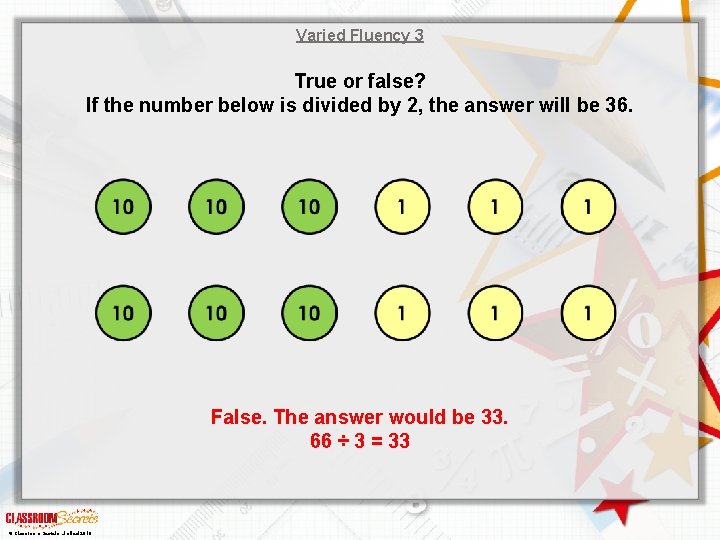 Varied Fluency 3 True or false? If the number below is divided by 2,