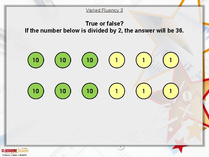 Varied Fluency 3 True or false? If the number below is divided by 2,