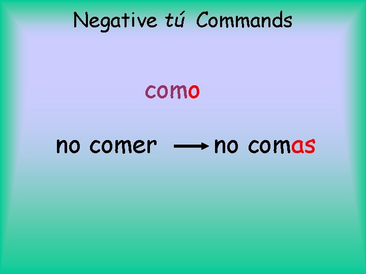 Mandatos NEGATIVOS t A Regular er ir verbs