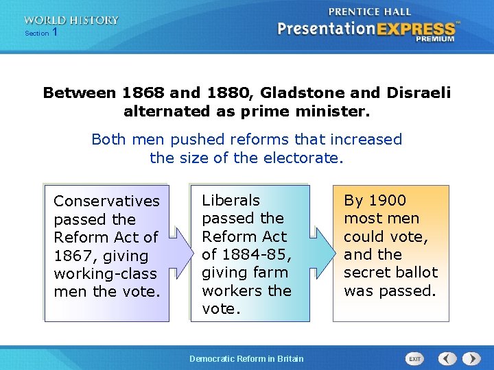 Chapter Section 25 1 Section 1 Between 1868 and 1880, Gladstone and Disraeli alternated