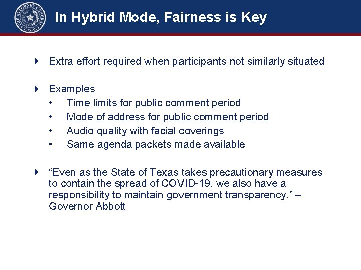 In Hybrid Mode, Fairness is Key 4 Extra effort required when participants not similarly