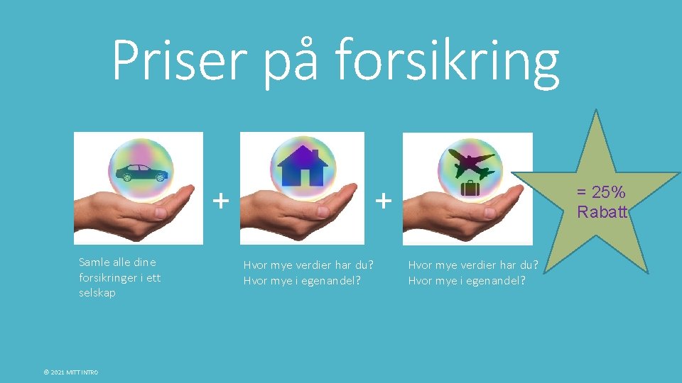 Priser på forsikring + Samle alle dine forsikringer i ett selskap © 2021 MITT