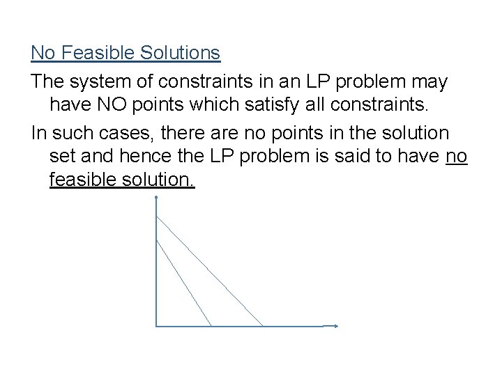 No Feasible Solutions The system of constraints in an LP problem may have NO