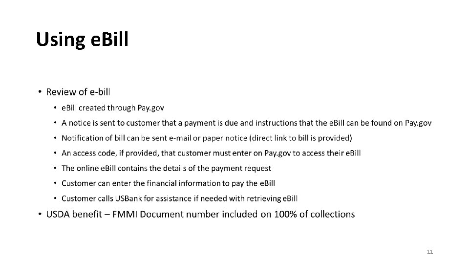 Using e. Bill 11 