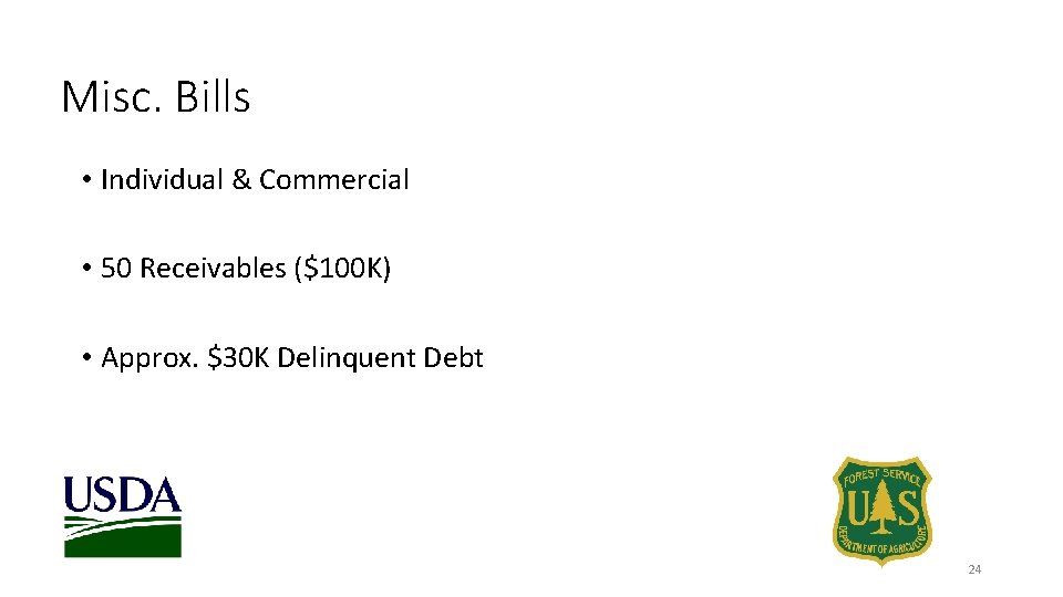 Misc. Bills • Individual & Commercial • 50 Receivables ($100 K) • Approx. $30