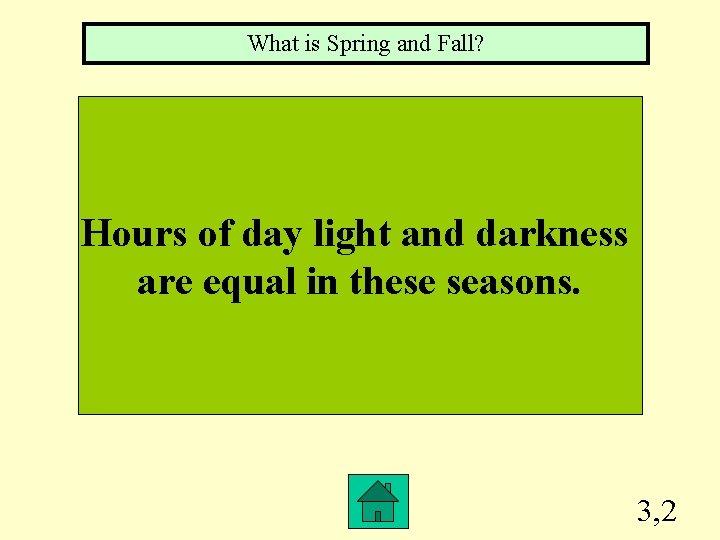 What is Spring and Fall? Hours of day light and darkness are equal in