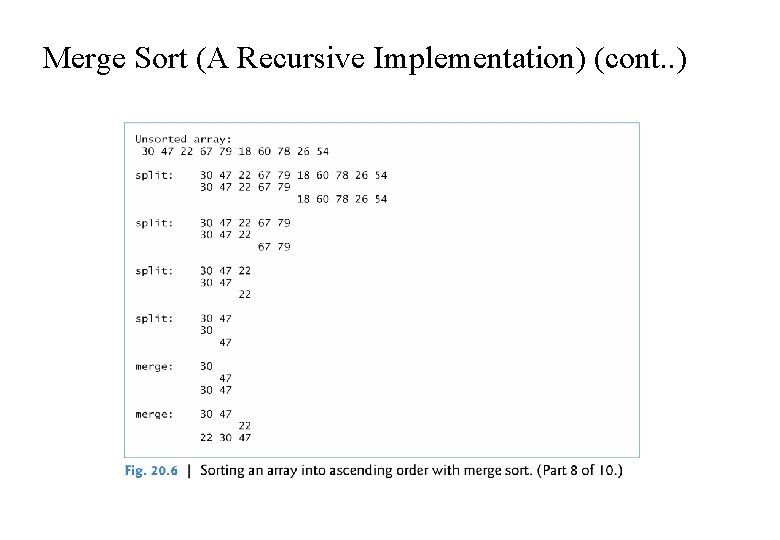 Merge Sort (A Recursive Implementation) (cont. . ) 