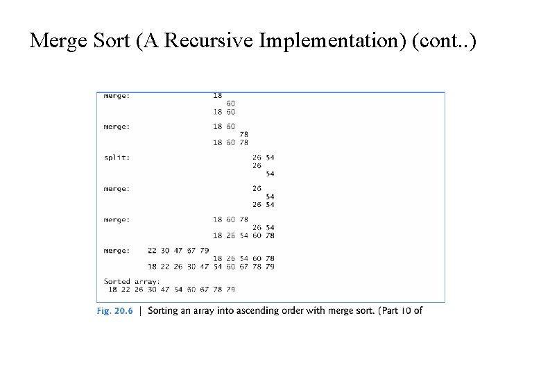Merge Sort (A Recursive Implementation) (cont. . ) 