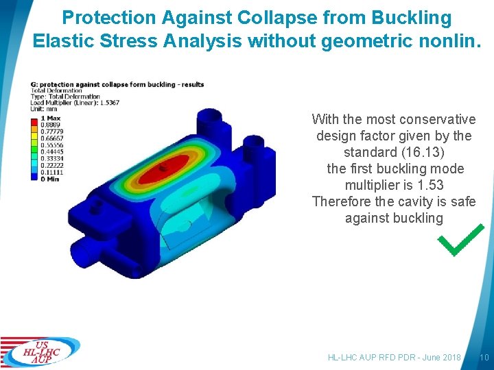 Protection Against Collapse from Buckling Elastic Stress Analysis without geometric nonlin. With the most