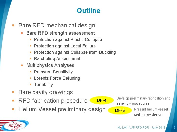 Outline § Bare RFD mechanical design § Bare RFD strength assessment § § Protection