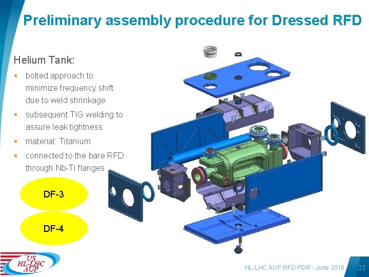 Preliminary assembly procedure for Dressed RFD Helium Tank: § bolted approach to minimize frequency