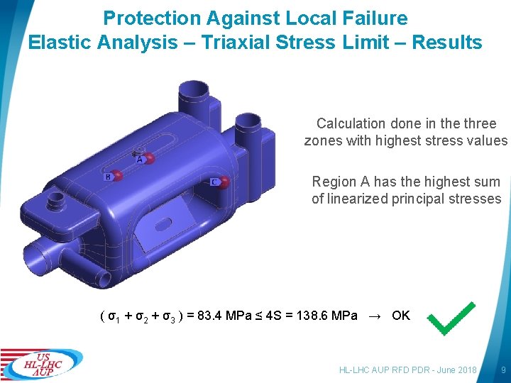 Protection Against Local Failure Elastic Analysis – Triaxial Stress Limit – Results Calculation done