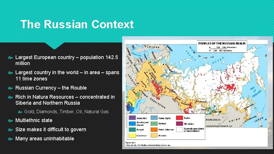 The Russian Context Largest European country – population 142. 5 million Largest country in