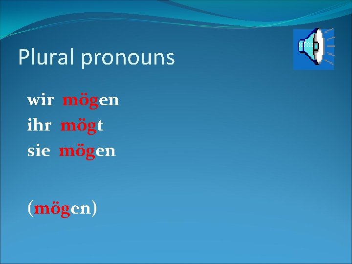 Plural pronouns wir mögen ihr mögt sie mögen (mögen) 