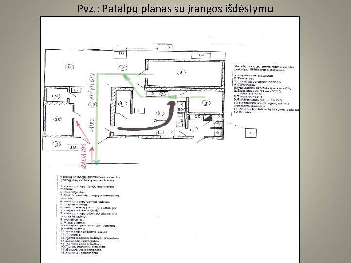 Pvz. : Patalpų planas su įrangos išdėstymu 