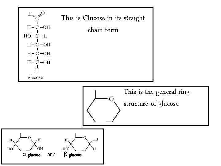 This is Glucose in its straight chain form This is the general ring structure