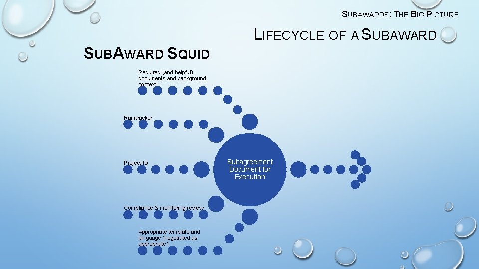 SUBAWARDS: THE BIG PICTURE LIFECYCLE OF A SUBAWARD SQUID Required (and helpful) documents and