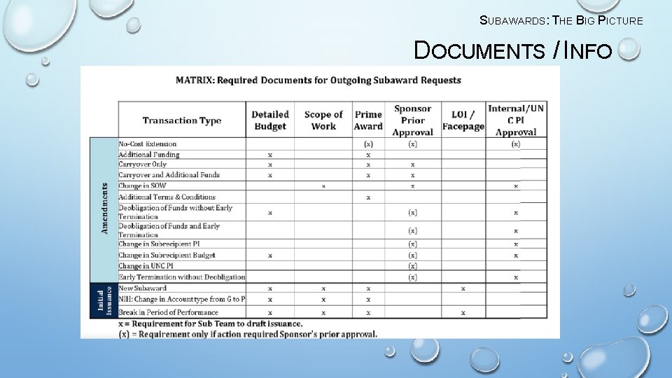 SUBAWARDS: THE BIG PICTURE DOCUMENTS / INFO 