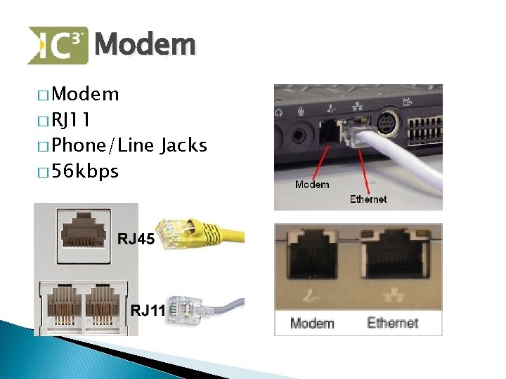 Modem � RJ 11 � Phone/Line � 56 kbps Jacks 