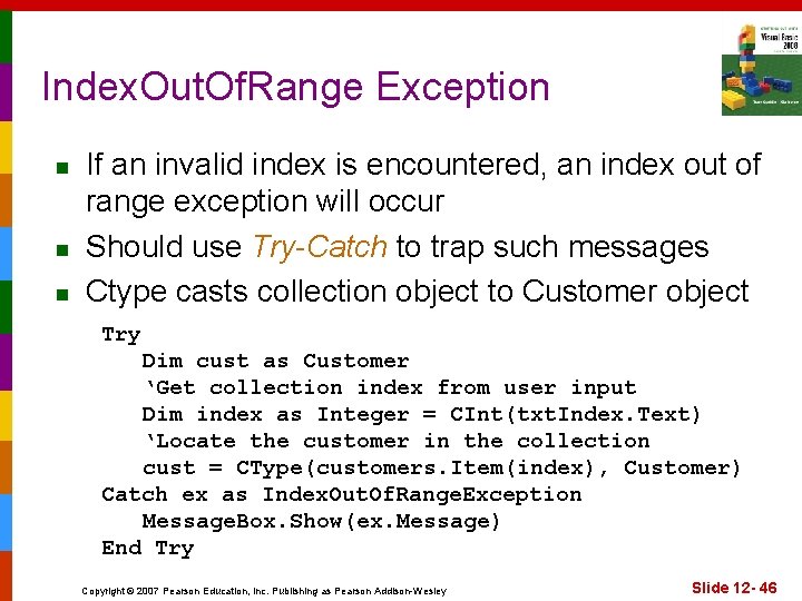 Index. Out. Of. Range Exception n If an invalid index is encountered, an index