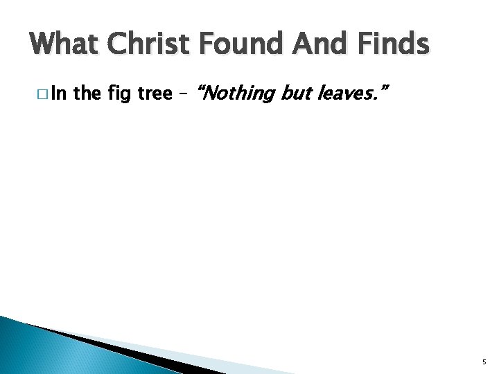 What Christ Found And Finds � In the fig tree – “Nothing but leaves.