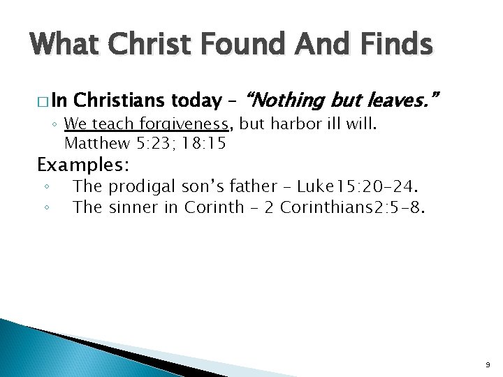 What Christ Found And Finds � In Christians today – “Nothing but leaves. ”