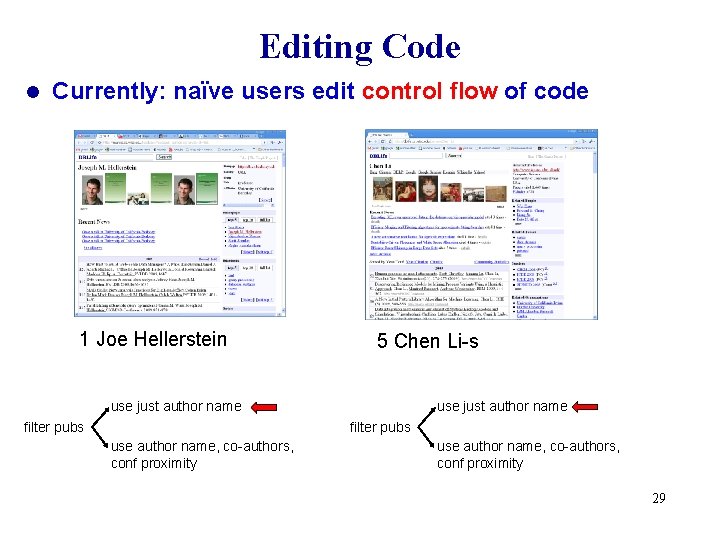 Editing Code l Currently: naïve users edit control flow of code 1 Joe Hellerstein Editing Code l Currently: naïve users edit control flow of code 1 Joe Hellerstein