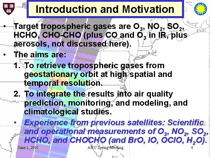 Introduction and Motivation • Target tropospheric gases are O 3, NO 2, SO 2,