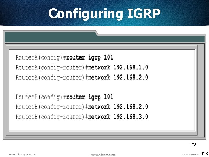 Configuring IGRP 128 
