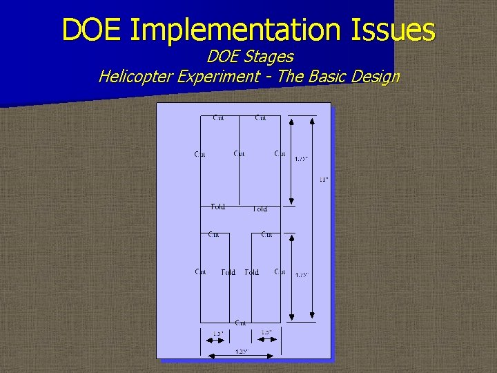 DOE Implementation Issues DOE Stages Helicopter Experiment - The Basic Design 