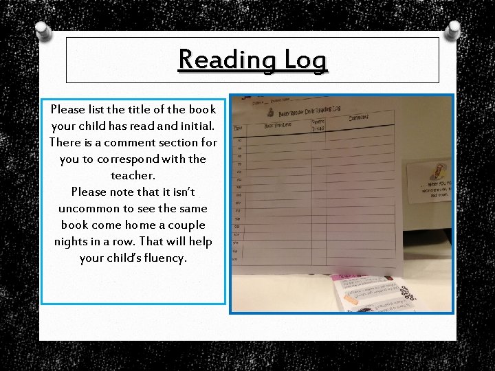 Reading Log Please list the title of the book your child has read and