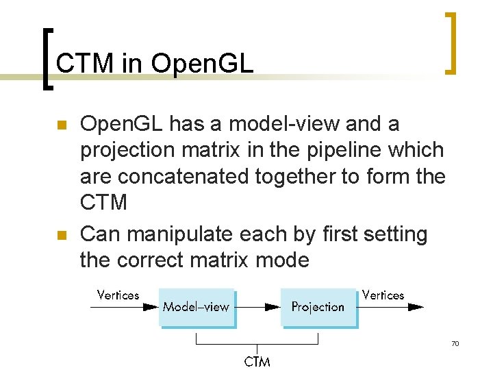 CTM in Open. GL n n Open. GL has a model-view and a projection