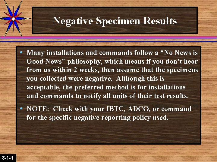 Negative Specimen Results 3 -1 -1 2 -1 -2 h Many installations and commands