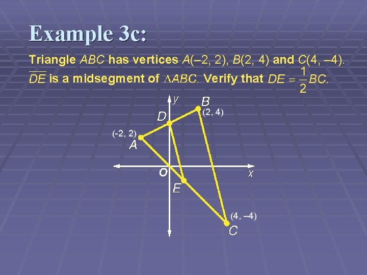 Example 3 c: Triangle ABC has vertices A(– 2, 2), B(2, 4) and C(4,